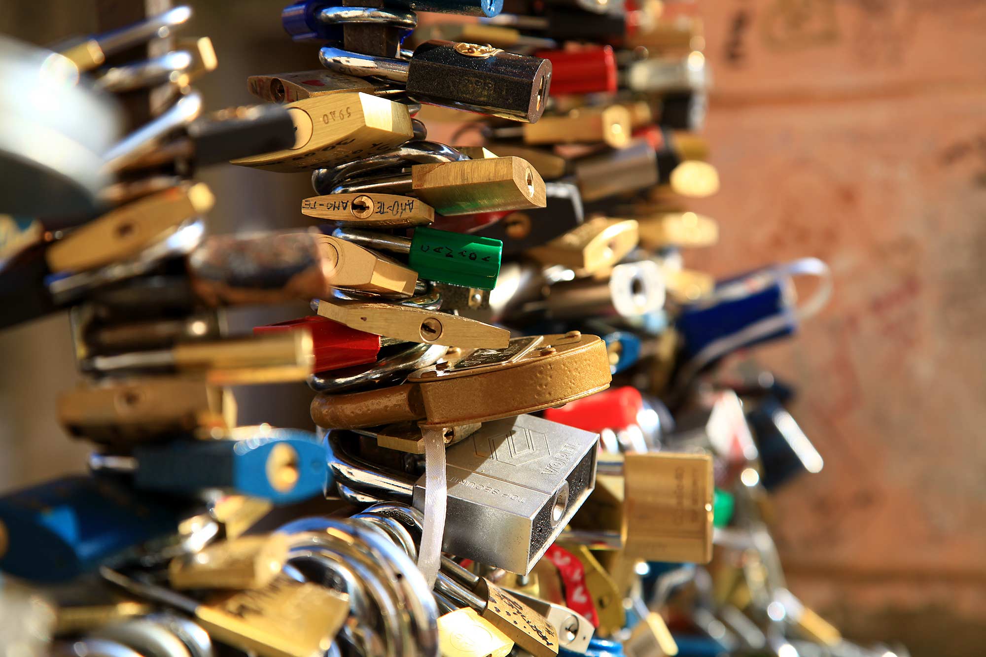 Lovers Locks near John Lennon Wall in Prague.